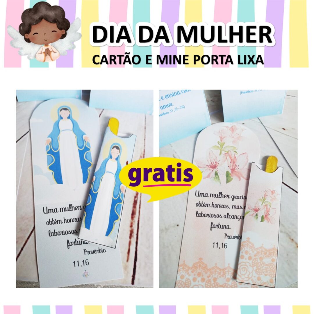 PORTA MINE LIXA DE UNHA  E CARTÃO - DIA DA MULHER