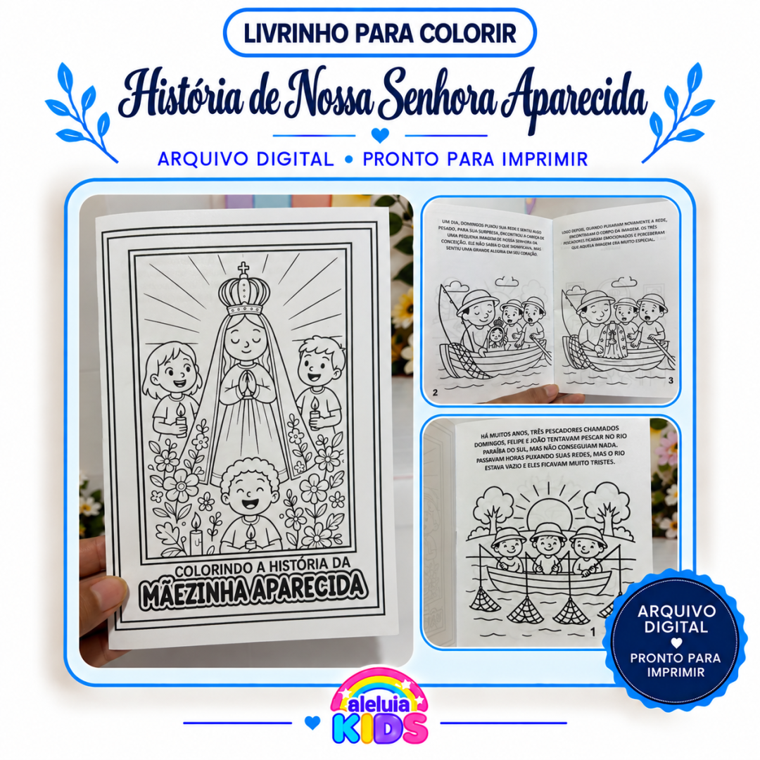 LIVRINHO PARA COLORIR - HISTÓRIA NOSSA SENHORA APARECIDA