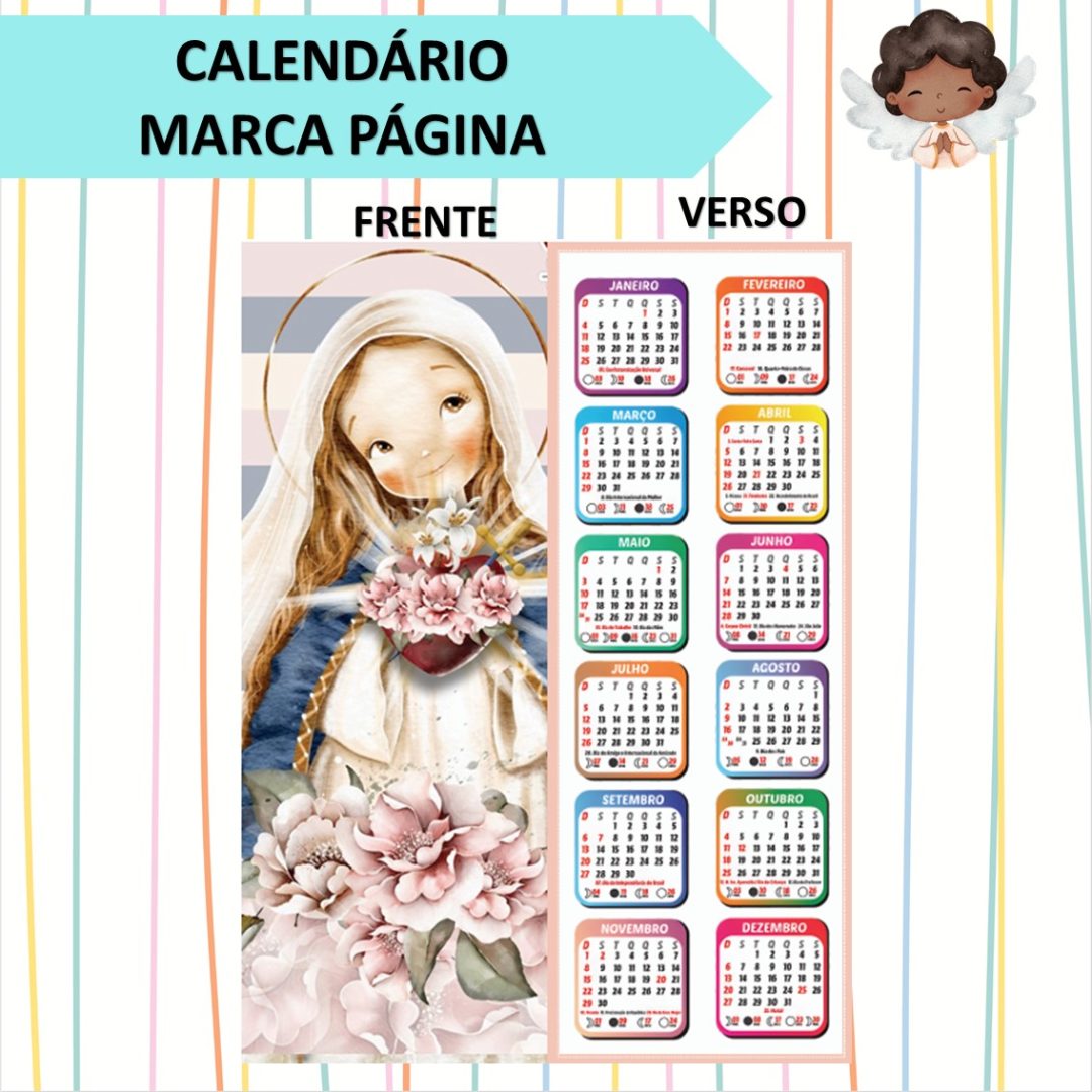 CALENDÁRIO/MARCA PÁGINA IMACULADO CORAÇÃO DE MARIA