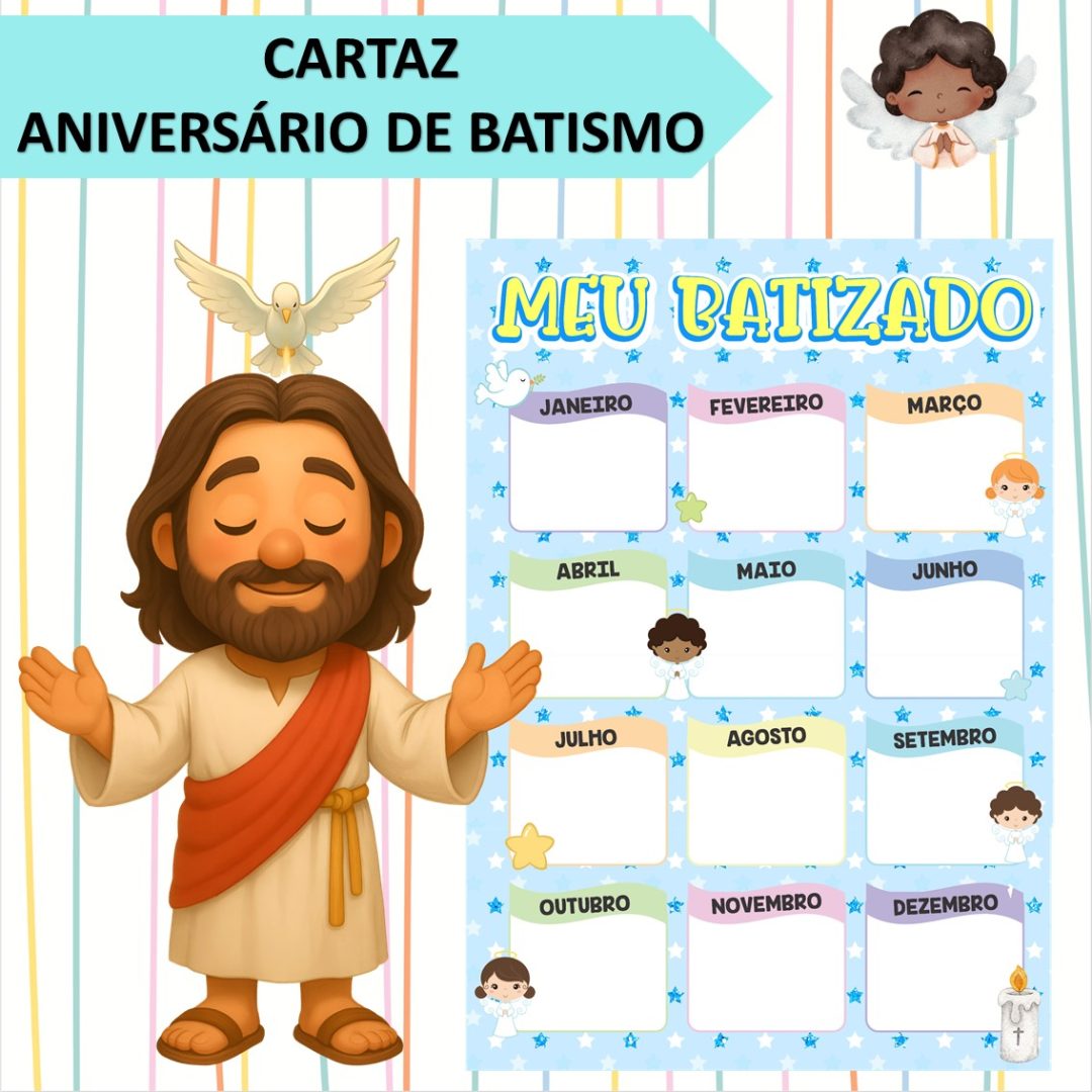 CARTAZ ANIVERSÁRIO DE BATISMO