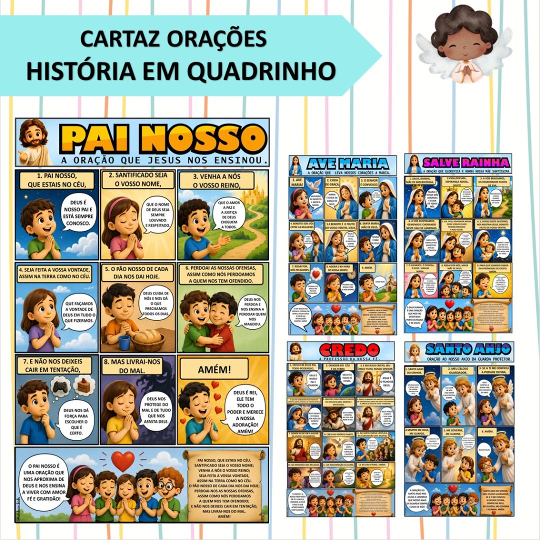 KIT  CARTAZES DE ORAÇÕES -  HISTÓRIA EM QUADRINHO