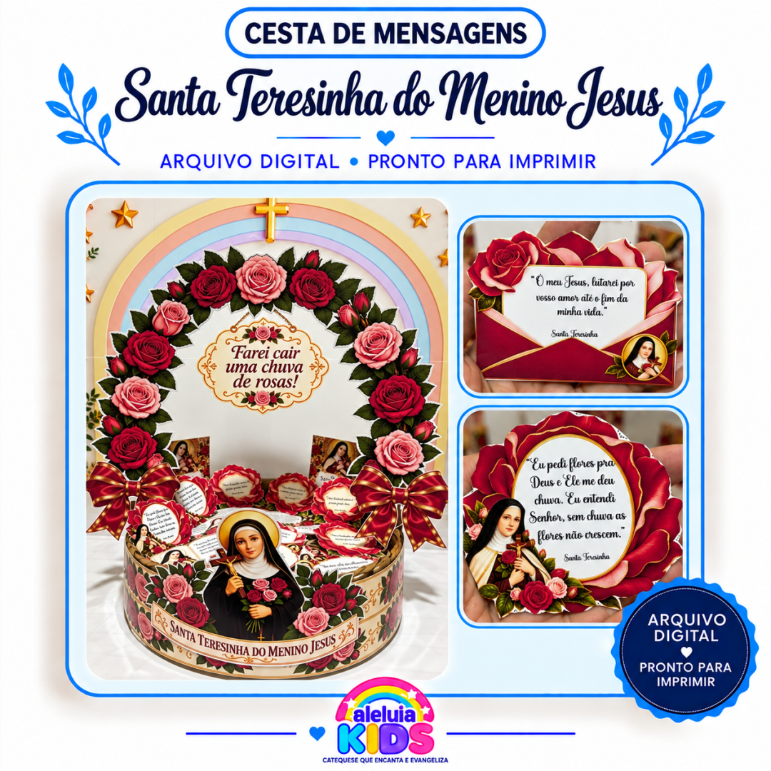 CESTA DE MENSAGEM SANTA TERESINHA DO MENINO JESUS