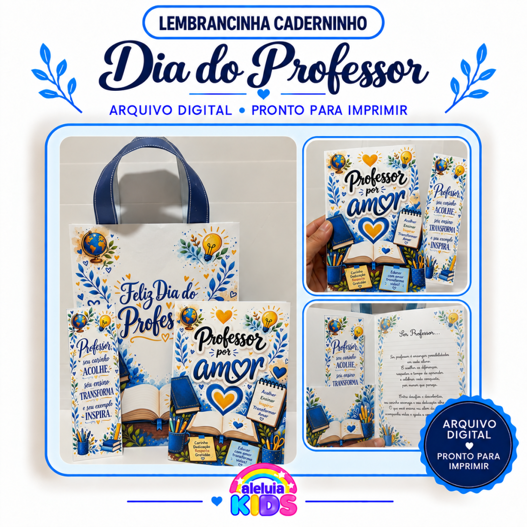 CADERNINHO DIA DO PROFESSOR – PROFESSOR POR AMOR AZUL